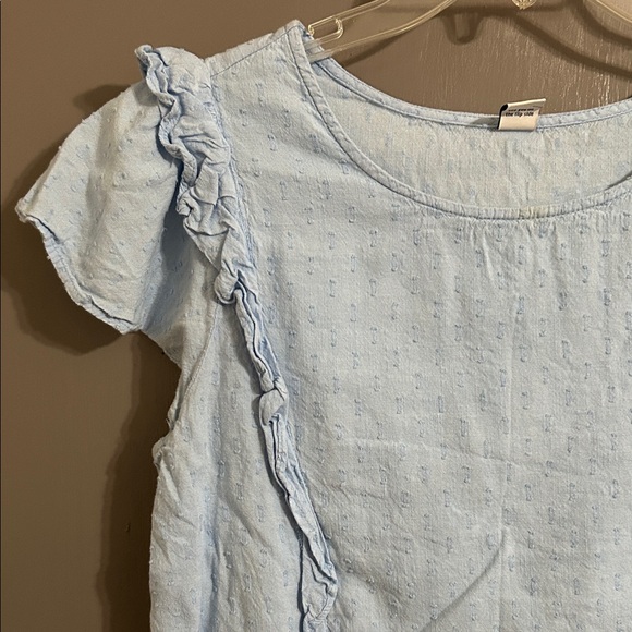 Old Navy Light Blue Ruffled Short Sleeve Top Small - Picture 3 of 9